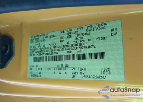 2008 Ford E-250 z USA, uszkodzony, nr VIN 1FTNE24W58DA90266